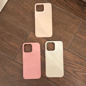 Stylish Phone Case Set - Pink, Hot Pink & White 15 Pro Max